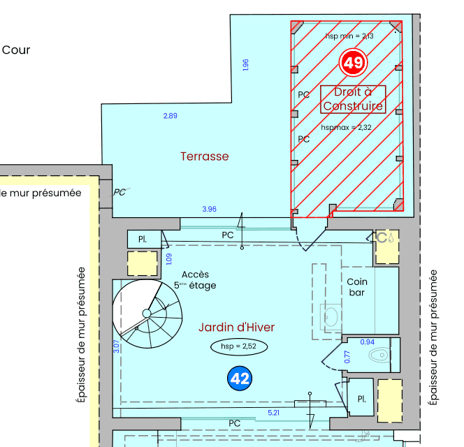 Schéma / plan avant-après : Lot de droit à construire - surélévation, extension...