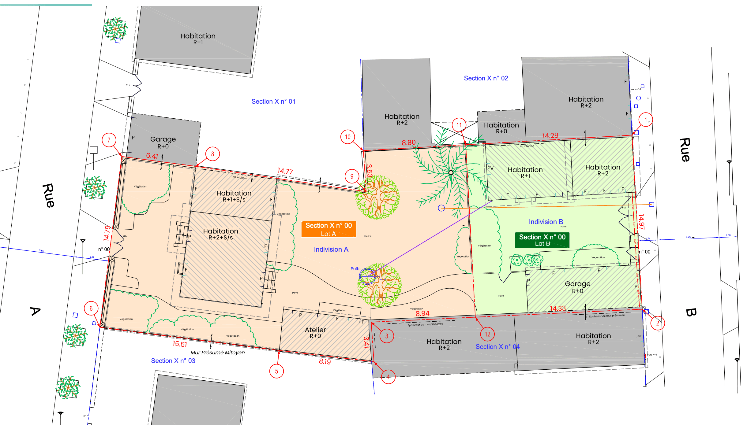 Plan / schéma : division foncière